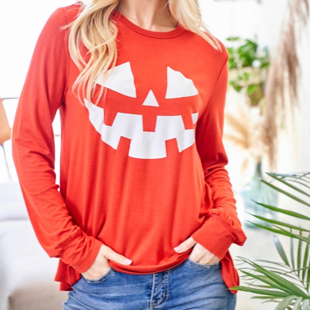 Halloween Pumpkin Face Top